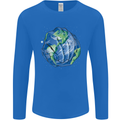 Earth Hands Climate Change Environment Mens Long Sleeve T-Shirt Royal Blue