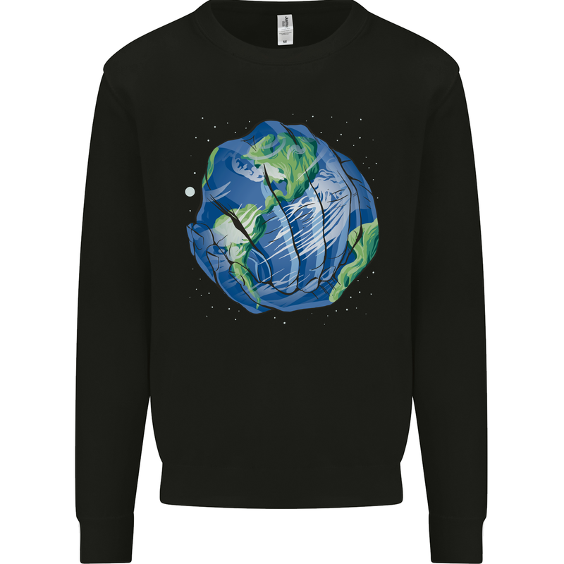 Earth Hands Climate Change Environment Mens Sweatshirt Jumper Black