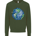 Earth Hands Climate Change Environment Mens Sweatshirt Jumper Forest Green