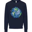 Earth Hands Climate Change Environment Mens Sweatshirt Jumper Navy Blue