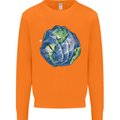 Earth Hands Climate Change Environment Mens Sweatshirt Jumper Orange