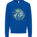 Earth Hands Climate Change Environment Mens Sweatshirt Jumper Royal Blue
