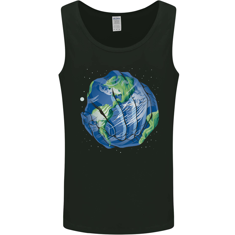 Earth Hands Climate Change Environment Mens Vest Tank Top Black