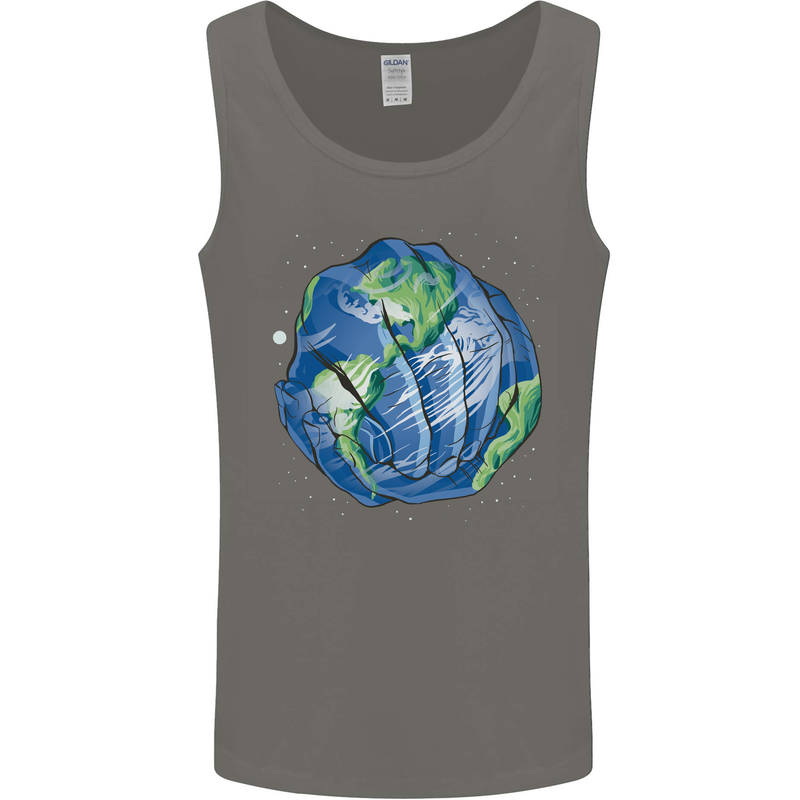 Earth Hands Climate Change Environment Mens Vest Tank Top Charcoal
