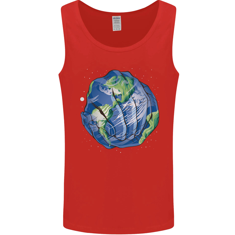 Earth Hands Climate Change Environment Mens Vest Tank Top Red