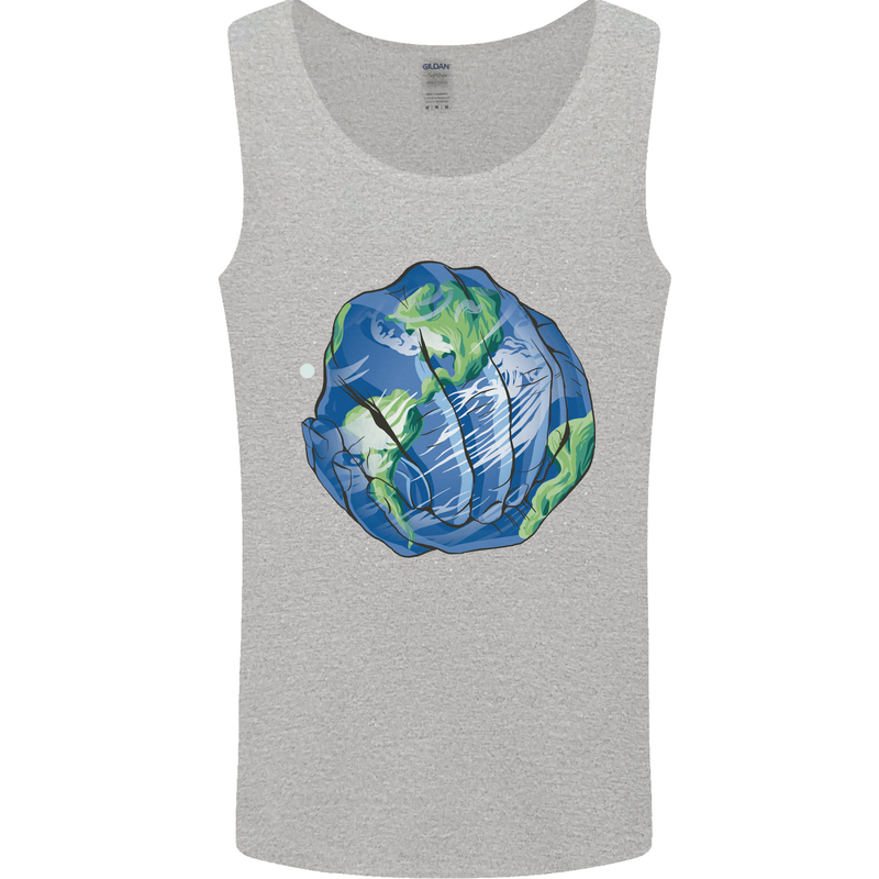 Earth Hands Climate Change Environment Mens Vest Tank Top Sports Grey