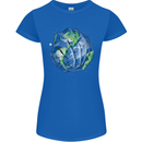 Earth Hands Climate Change Environment Womens Petite Cut T-Shirt Royal Blue