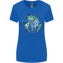 Earth Hands Climate Change Environment Womens Wider Cut T-Shirt Royal Blue