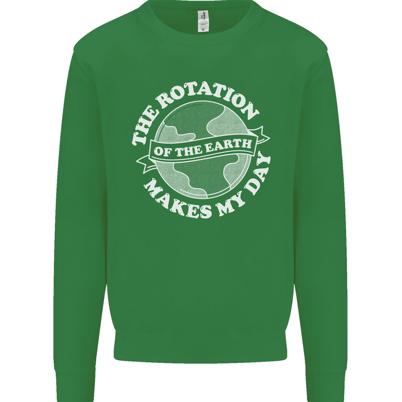 Earth Rotation Astronomy Planets Kids Sweatshirt Jumper Irish Green