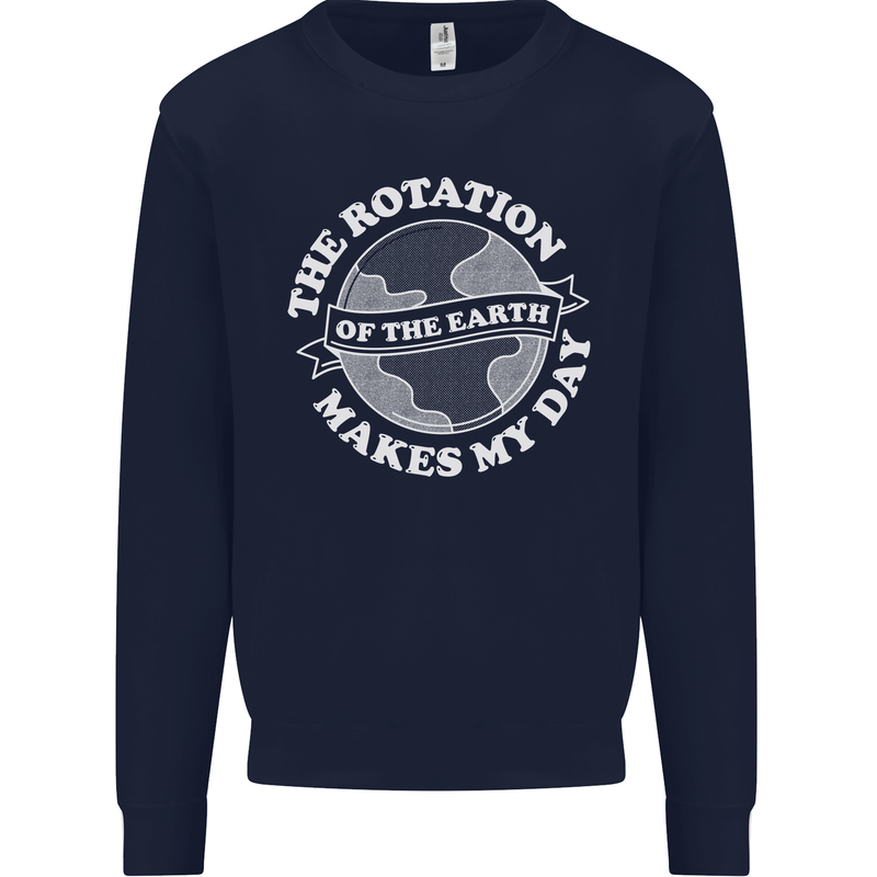 Earth Rotation Astronomy Planets Kids Sweatshirt Jumper Navy Blue