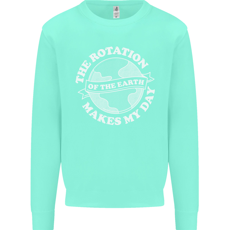 Earth Rotation Astronomy Planets Kids Sweatshirt Jumper Peppermint