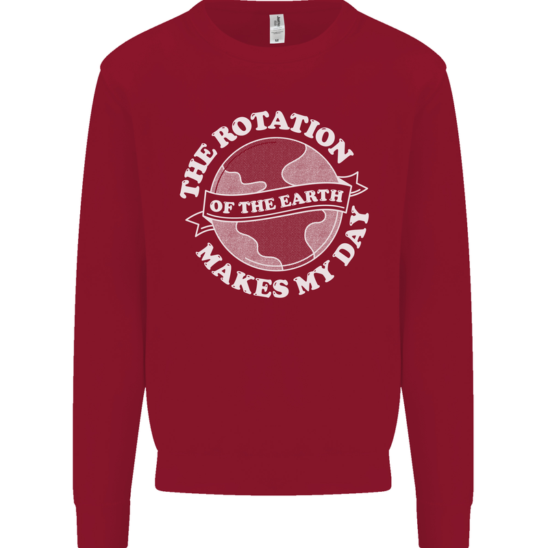 Earth Rotation Astronomy Planets Kids Sweatshirt Jumper Red