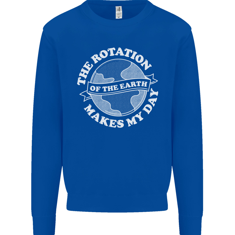 Earth Rotation Astronomy Planets Kids Sweatshirt Jumper Royal Blue