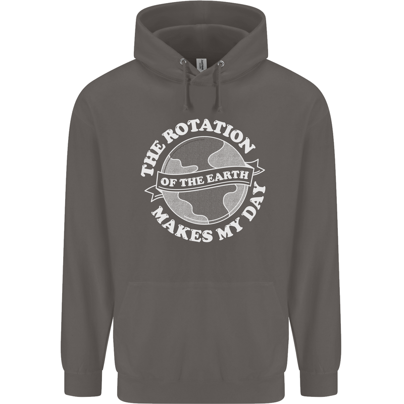Earth Rotation Astronomy Planets Mens 80% Cotton Hoodie Charcoal