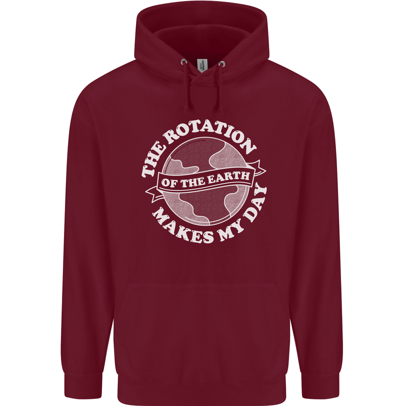 Earth Rotation Astronomy Planets Mens 80% Cotton Hoodie Maroon