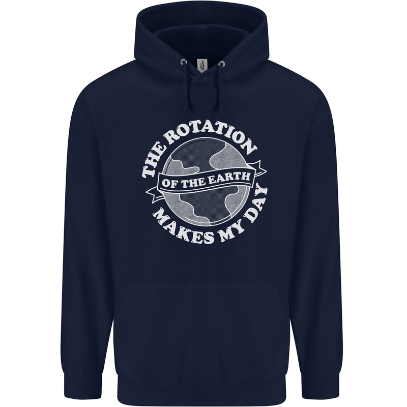 Earth Rotation Astronomy Planets Mens 80% Cotton Hoodie Navy Blue