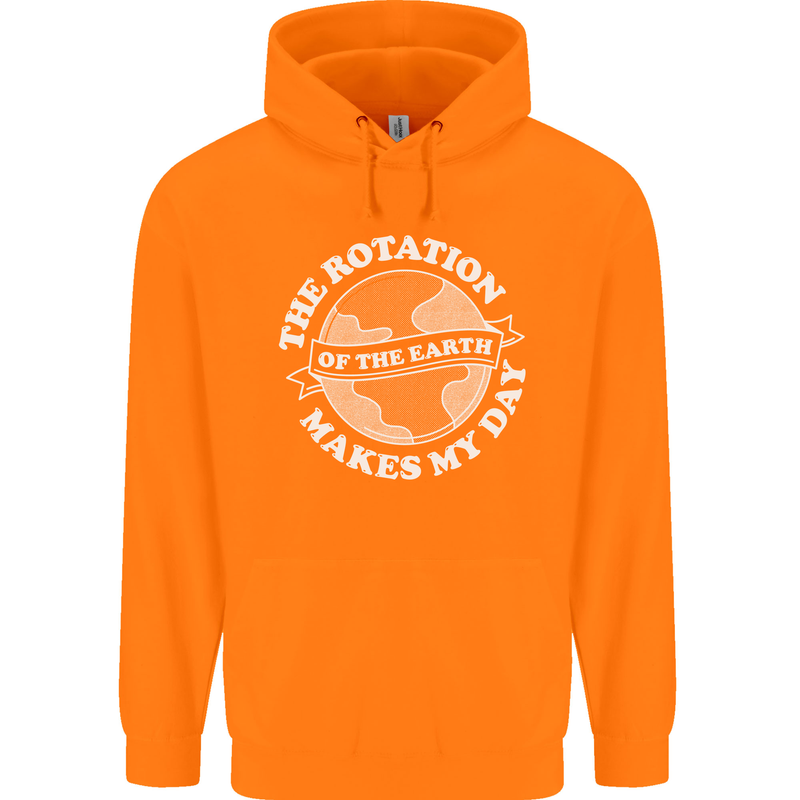 Earth Rotation Astronomy Planets Mens 80% Cotton Hoodie Orange