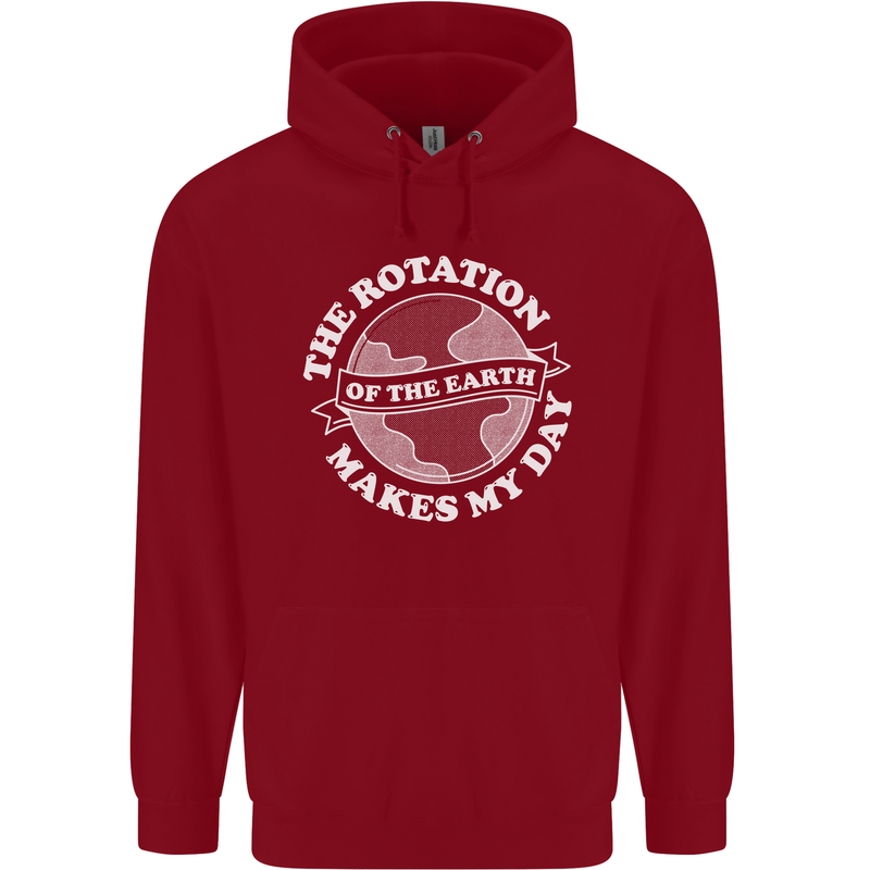 Earth Rotation Astronomy Planets Mens 80% Cotton Hoodie Red