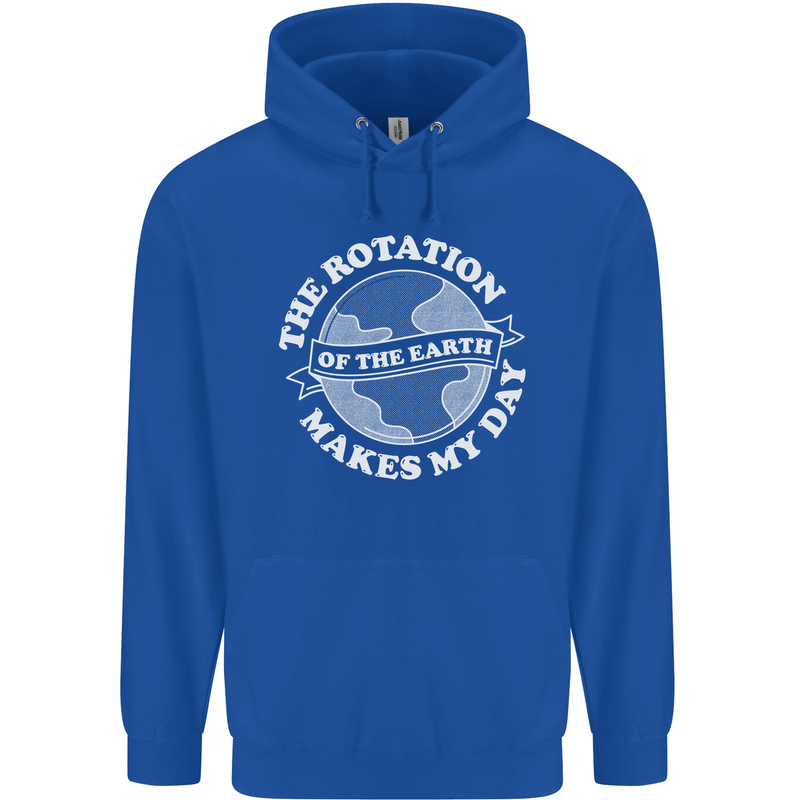 Earth Rotation Astronomy Planets Mens 80% Cotton Hoodie Royal Blue
