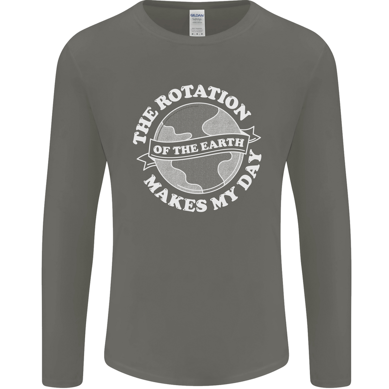 Earth Rotation Astronomy Planets Mens Long Sleeve T-Shirt Charcoal