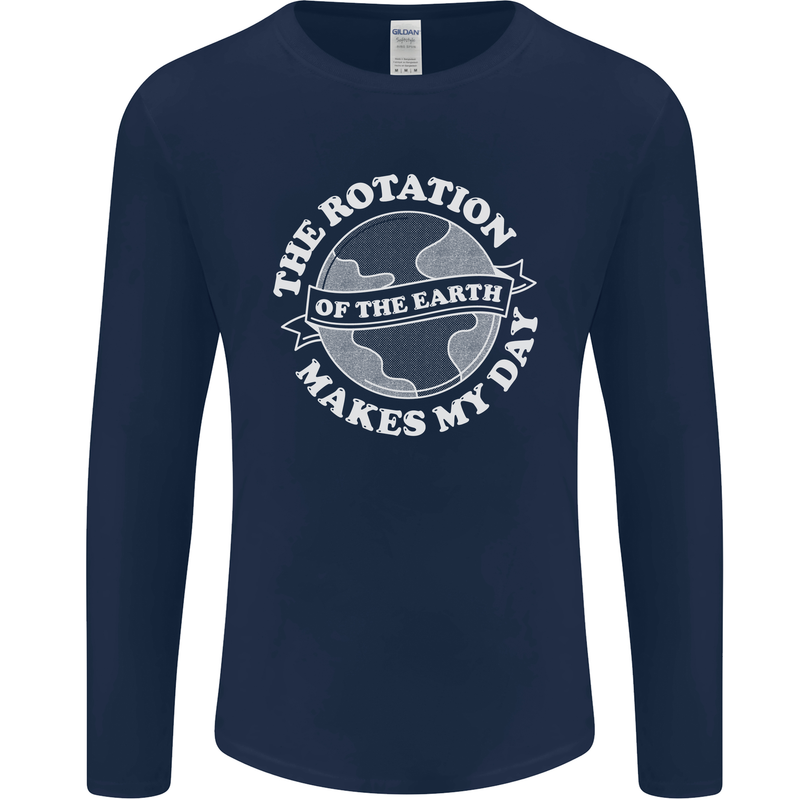 Earth Rotation Astronomy Planets Mens Long Sleeve T-Shirt Navy Blue