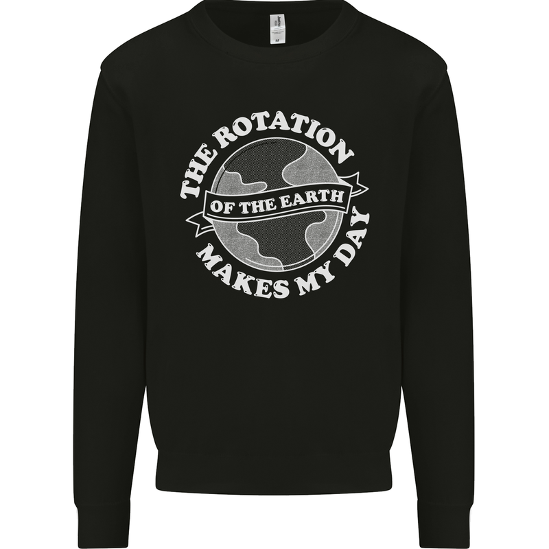 Earth Rotation Astronomy Planets Mens Sweatshirt Jumper Black