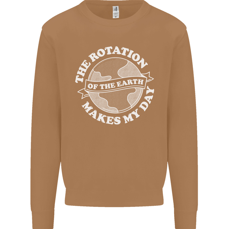 Earth Rotation Astronomy Planets Mens Sweatshirt Jumper Caramel Latte