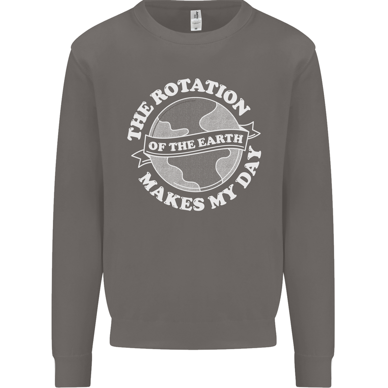 Earth Rotation Astronomy Planets Mens Sweatshirt Jumper Charcoal