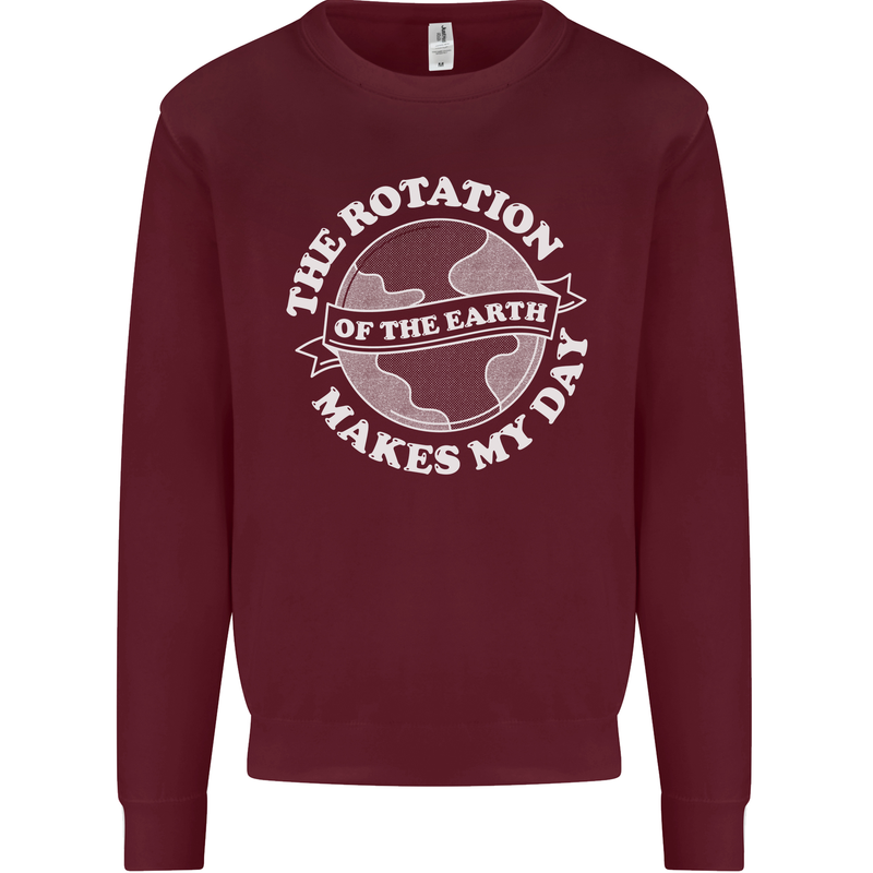 Earth Rotation Astronomy Planets Mens Sweatshirt Jumper Maroon