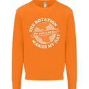 Earth Rotation Astronomy Planets Mens Sweatshirt Jumper Orange