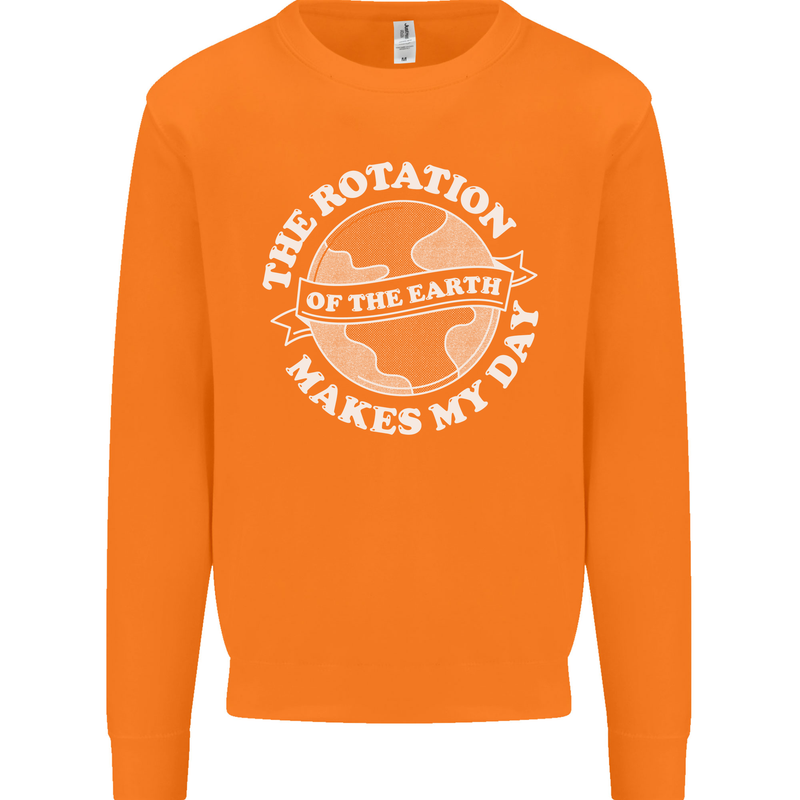 Earth Rotation Astronomy Planets Mens Sweatshirt Jumper Orange