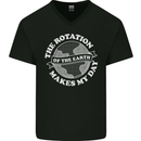 Earth Rotation Astronomy Planets Mens V-Neck Cotton T-Shirt Black