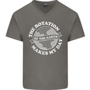 Earth Rotation Astronomy Planets Mens V-Neck Cotton T-Shirt Charcoal