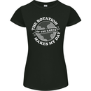 Earth Rotation Astronomy Planets Womens Petite Cut T-Shirt Black