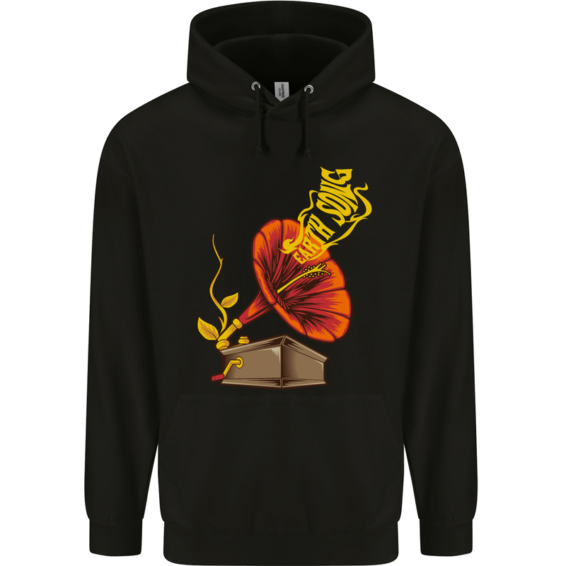 Earth Song Gramophone Music DJ DJing Childrens Kids Hoodie Black