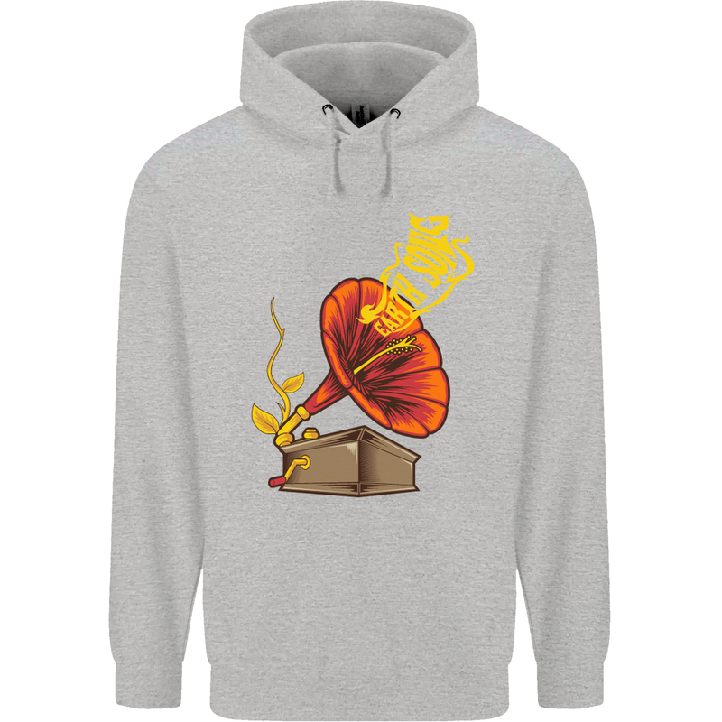 Earth Song Gramophone Music DJ DJing Childrens Kids Hoodie Sports Grey