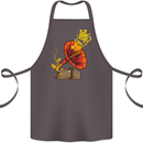 Earth Song Gramophone Music DJ DJing Cotton Apron 100% Organic Dark Grey