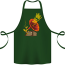 Earth Song Gramophone Music DJ DJing Cotton Apron 100% Organic Forest Green