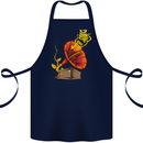 Earth Song Gramophone Music DJ DJing Cotton Apron 100% Organic Navy Blue