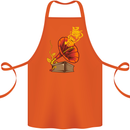 Earth Song Gramophone Music DJ DJing Cotton Apron 100% Organic Orange