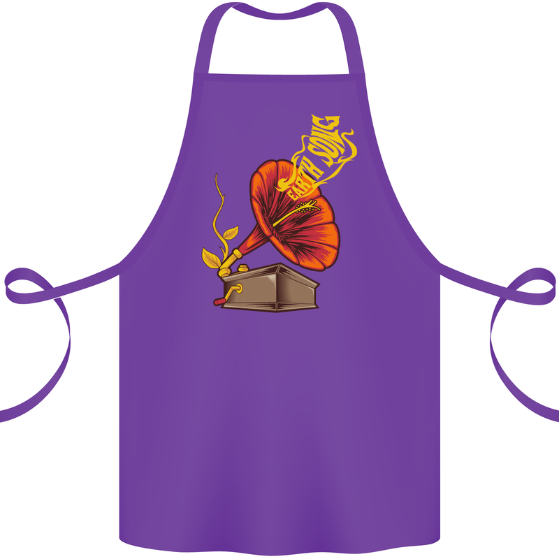 Earth Song Gramophone Music DJ DJing Cotton Apron 100% Organic Purple