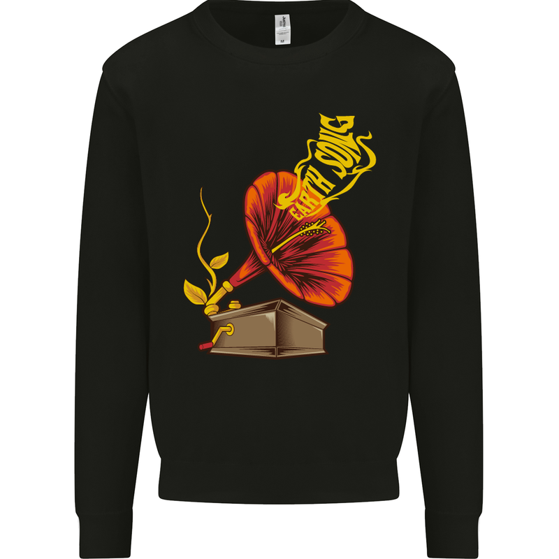 Earth Song Gramophone Music DJ DJing Kids Sweatshirt Jumper Black