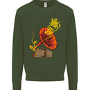 Earth Song Gramophone Music DJ DJing Kids Sweatshirt Jumper Forest Green