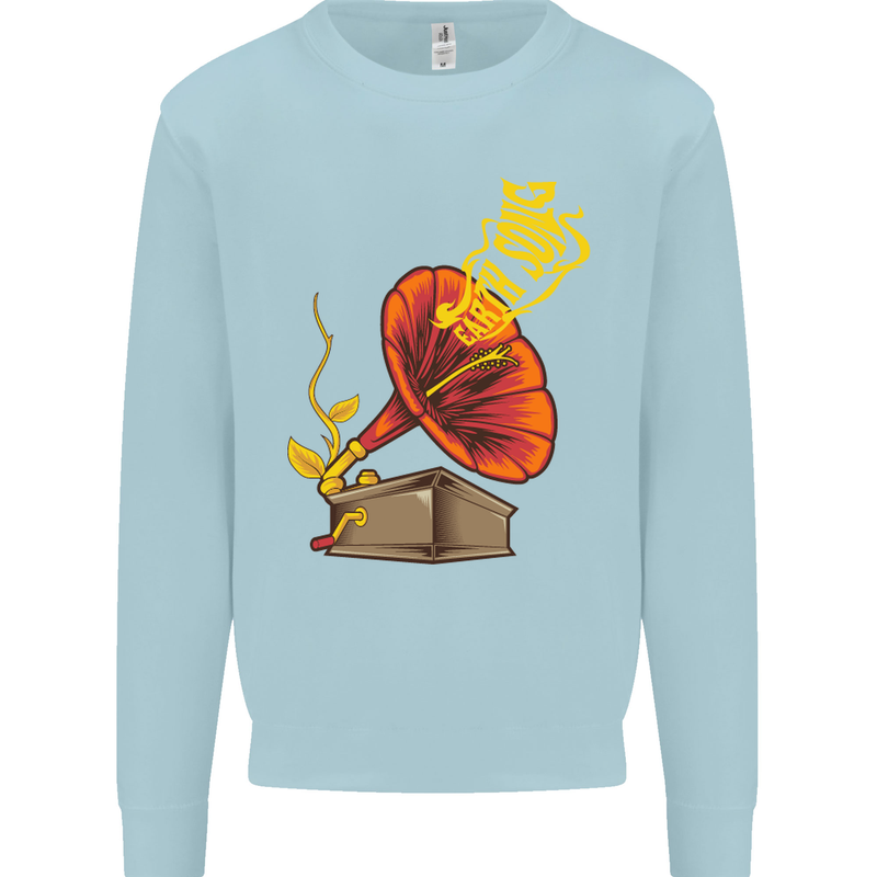 Earth Song Gramophone Music DJ DJing Kids Sweatshirt Jumper Light Blue