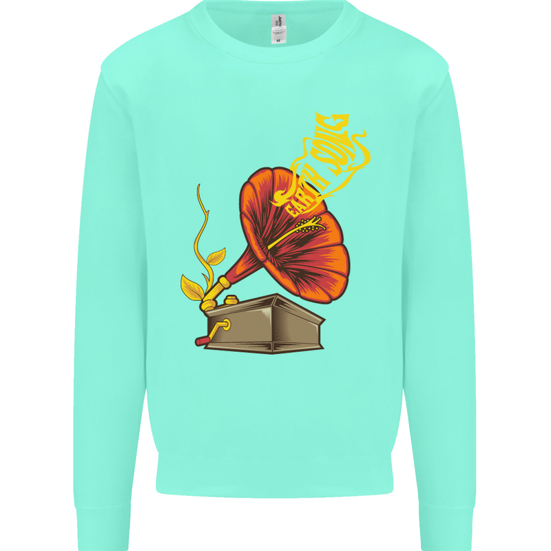 Earth Song Gramophone Music DJ DJing Kids Sweatshirt Jumper Peppermint