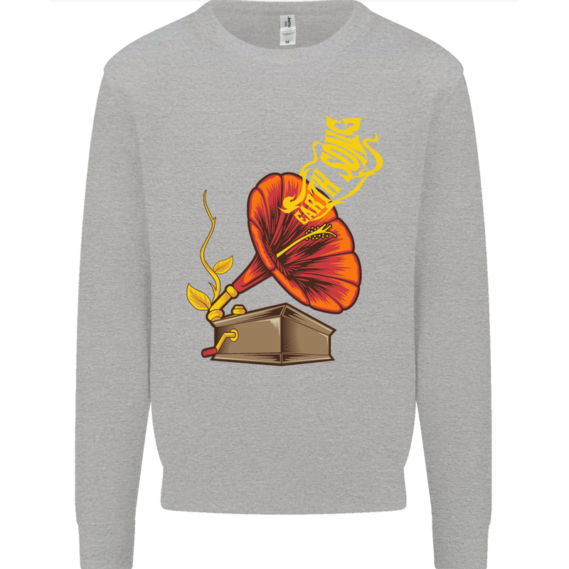 Earth Song Gramophone Music DJ DJing Kids Sweatshirt Jumper Sports Grey