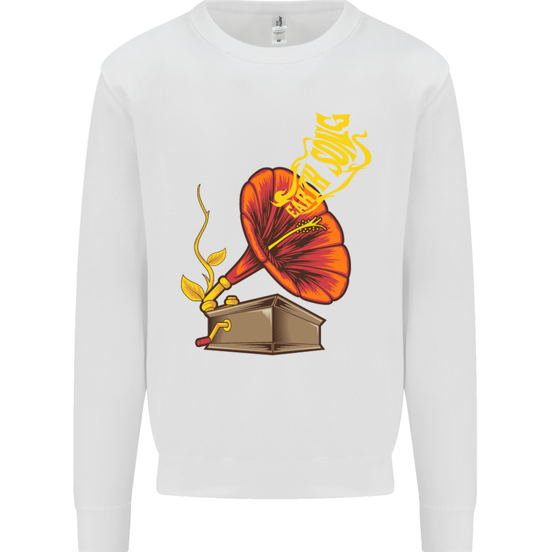 Earth Song Gramophone Music DJ DJing Kids Sweatshirt Jumper White