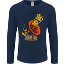 Earth Song Gramophone Music DJ DJing Mens Long Sleeve T-Shirt Navy Blue
