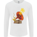 Earth Song Gramophone Music DJ DJing Mens Long Sleeve T-Shirt White
