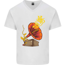 Earth Song Gramophone Music DJ DJing Mens V-Neck Cotton T-Shirt White